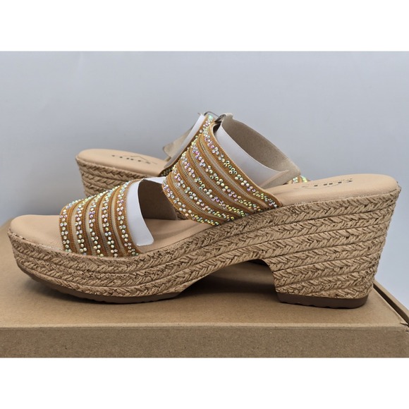 Cliffs By White Mountain Bia Women's Sandal Size 6 - Tan/Mesh Sparkle - Picture 9 of 11